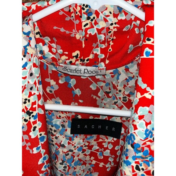 Sacher Scarlet Roos Paris  floral red Jacket Size 1 (small) - Picture 3 of 5